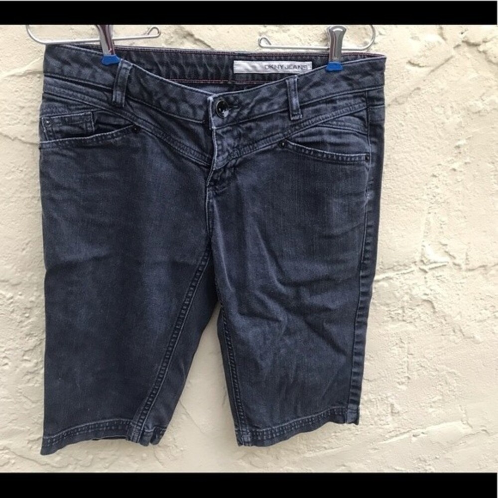 DKNY faded black jean shorts